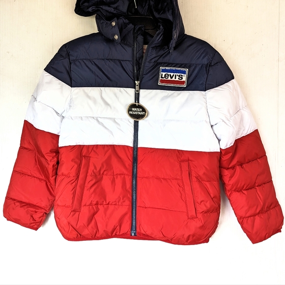 Levi's Other - LEVI'S red white and blue colorblock puffer coat youth 10/12
